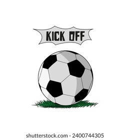 Cartoon kick off vector football illustration, suitable for kick off designs for football matches