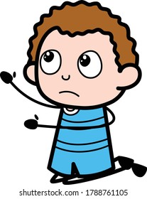 Cartoon Kid Begging Vector Illustration