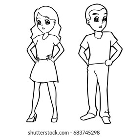 cartoon kid boy girl or human coloring page vector illustration
