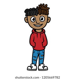 Cartoon Kid With Braided Hair