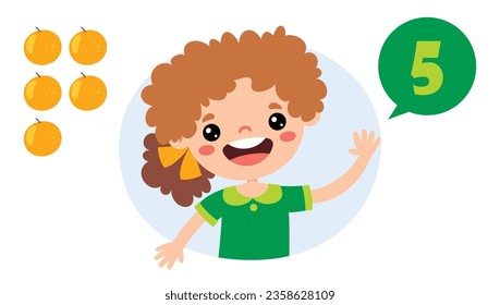 Cartoon Kid Character Counting Number