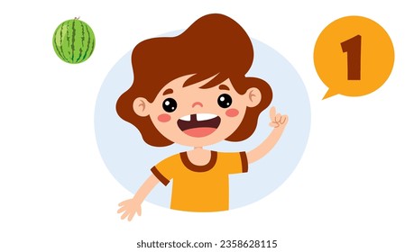 Cartoon Kid Character Counting Number