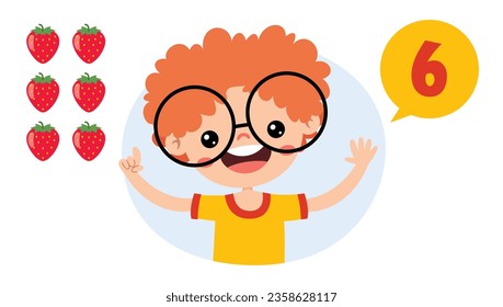 Cartoon Kid Character Counting Number