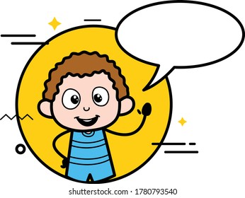 Niño de caricatura con burbuja de chat