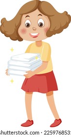 Cartoon kid in cleaning posture illustration