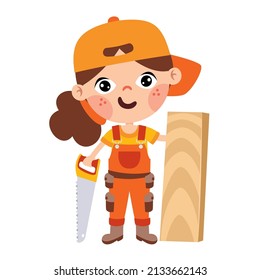 Cartoon Kid With Construction Tools