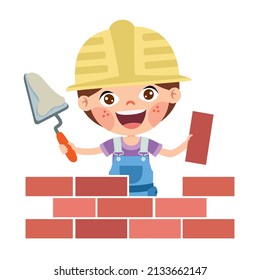 Cartoon Kid With Construction Tools