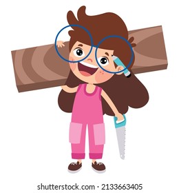 Cartoon Kid With Construction Tools