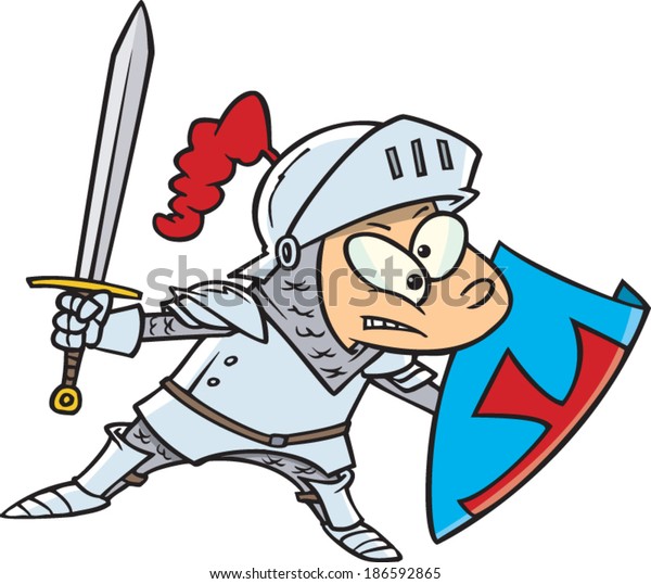 Cartoon Kid Dressed Knight Shining Armor Stock Vector (Royalty Free ...