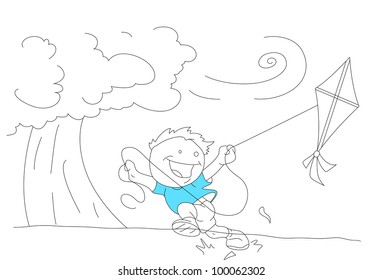 Cartoon Kid Enjoying