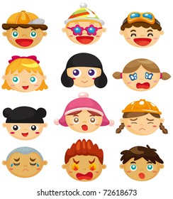 cartoon kid face icon