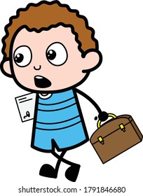 Cartoon Kid Going to Office Character Design Illustration