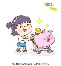 Cartoon kid have Thai money.