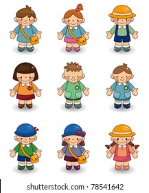 cartoon kid icon set