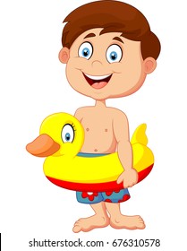 Cartoon kid with inflatable ring