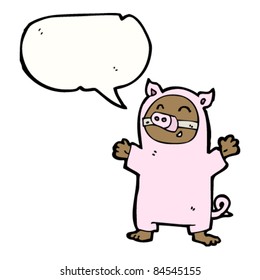 cartoon kid in pig costume
