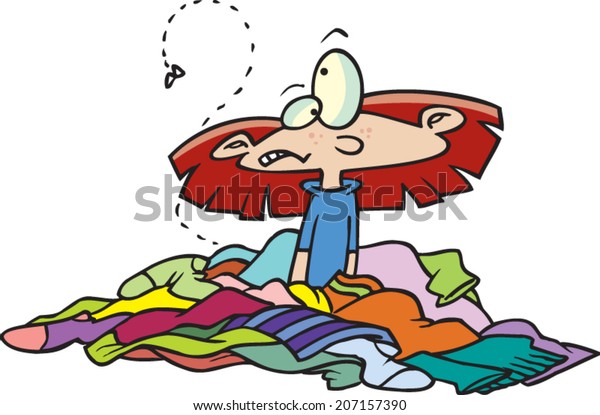 Cartoon Kid Pile Dirty Clothes Stock Vector (Royalty Free) 207157390