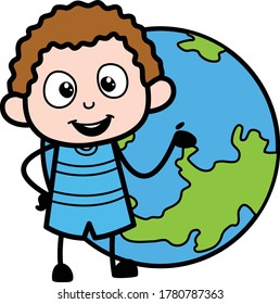 Cartoon Kid with planet earth