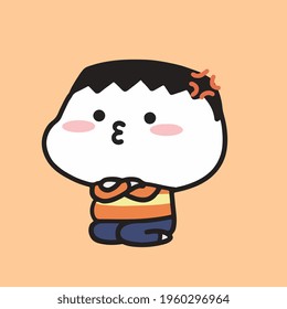 cartoon kid playing city in sitting position