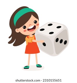 Cartoon Kid Playing With Dice