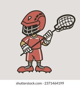 Cartoon Kid Playing Lacrosse Cartoon Isolated