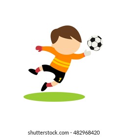 cartoon kid playing soccer. vector illustration