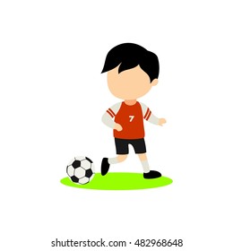 cartoon kid playing soccer. vector illustration