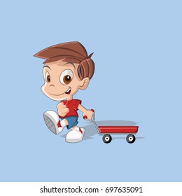 Cartoon kid playing. Vector clip art illustration with simple gradients