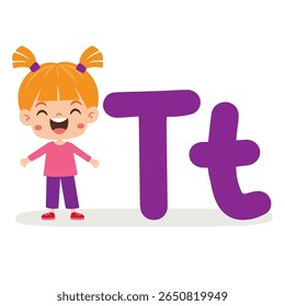 Cartoon Kid Posing With Letter
