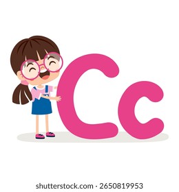 Cartoon Kid Posing With Letter