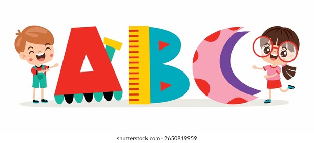 Cartoon Kid Posing With Letter