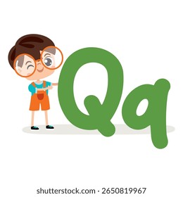 Cartoon Kid Posing With Letter