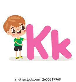 Cartoon Kid Posing With Letter