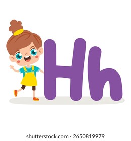 Cartoon Kid Posing With Letter