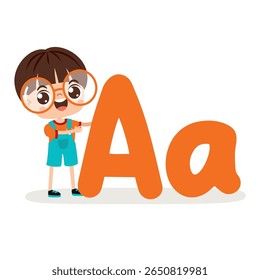 Cartoon Kid Posing With Letter