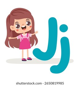 Cartoon Kid Posing With Letter