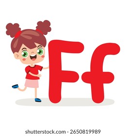 Cartoon Kid Posing With Letter