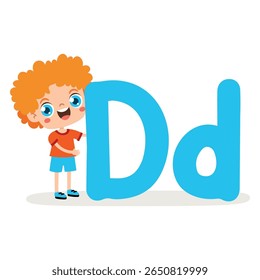 Cartoon Kid Posing With Letter