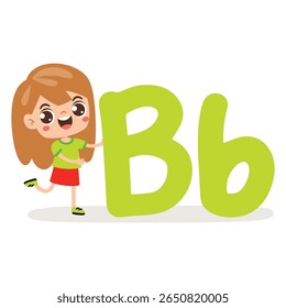 Cartoon Kid Posing With Letter
