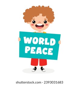 Cartoon Kid Posing With Peace Sign