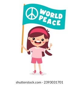 Cartoon Kid Posing With Peace Sign