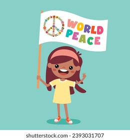 Cartoon Kid Posing With Peace Sign