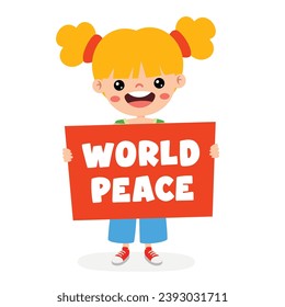 Cartoon Kid Posing With Peace Sign