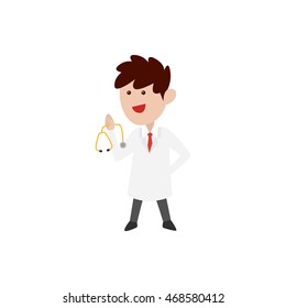Cartoon kid in professional outfit. Kid in doctor outfit.