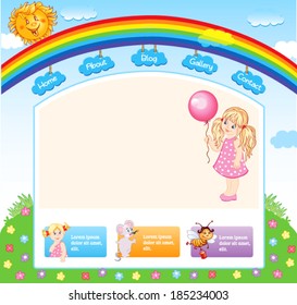 Cartoon kid rainbow template