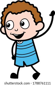 Cartoon Kid saying Hello Vector Illustration