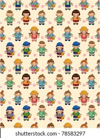 cartoon kid seamless pattern