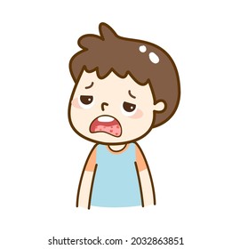 Cartoon kid sick on background.