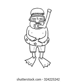 cartoon kid snorkel diver