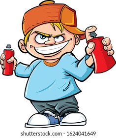 Cartoon kid with spray cans